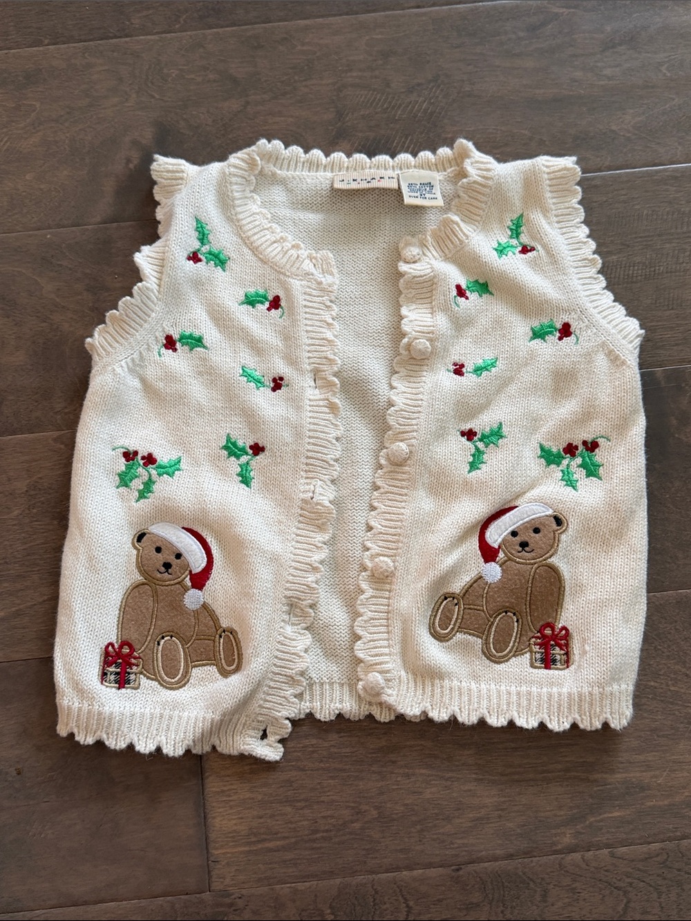 J. Khaki Cream Holiday Teddy Bear Knit Vest